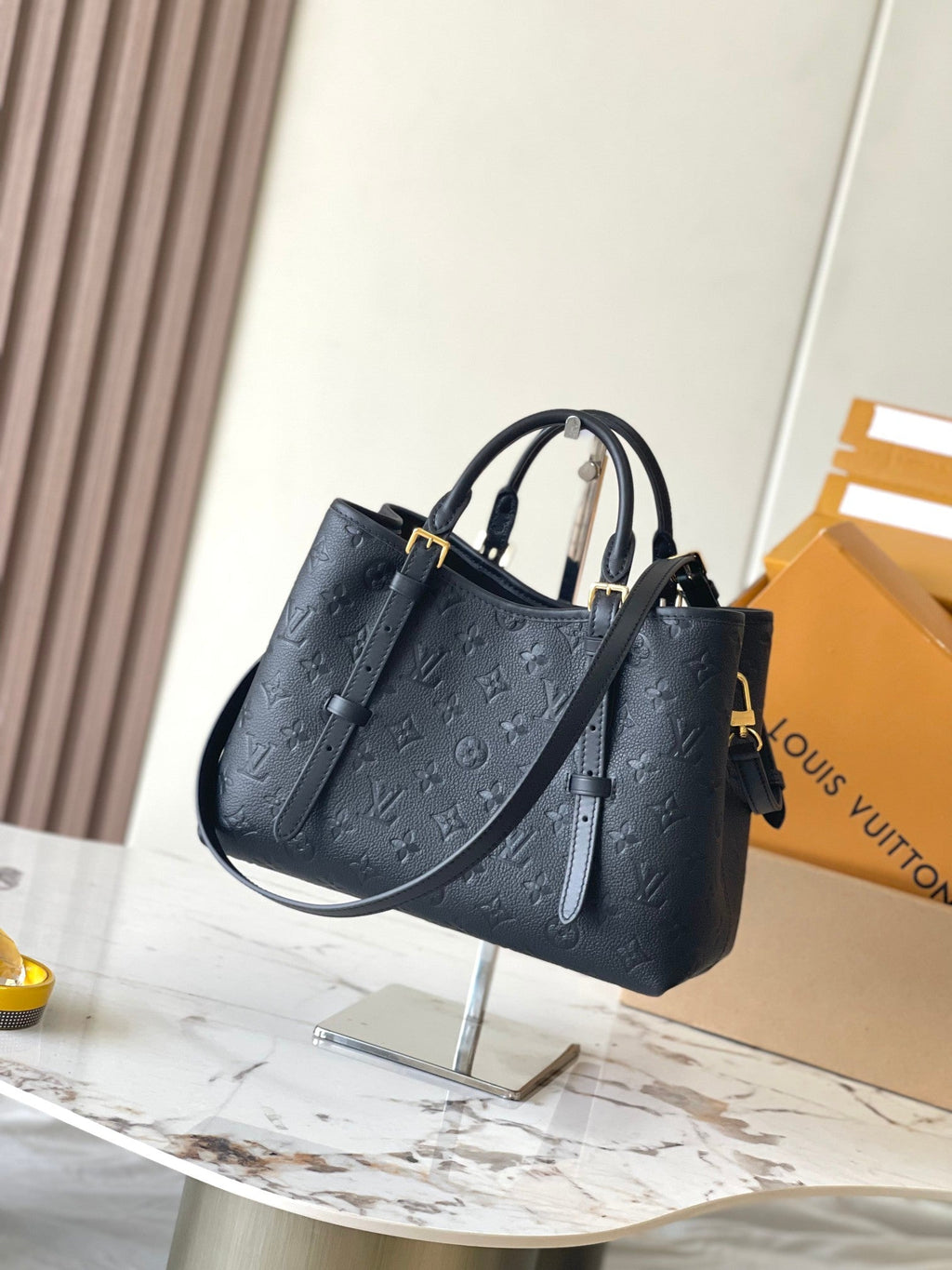 LOUIS VUITTON BABYLONE TOTE 31 IN BLACK MONOGRAM EMPREINTE LEATHER