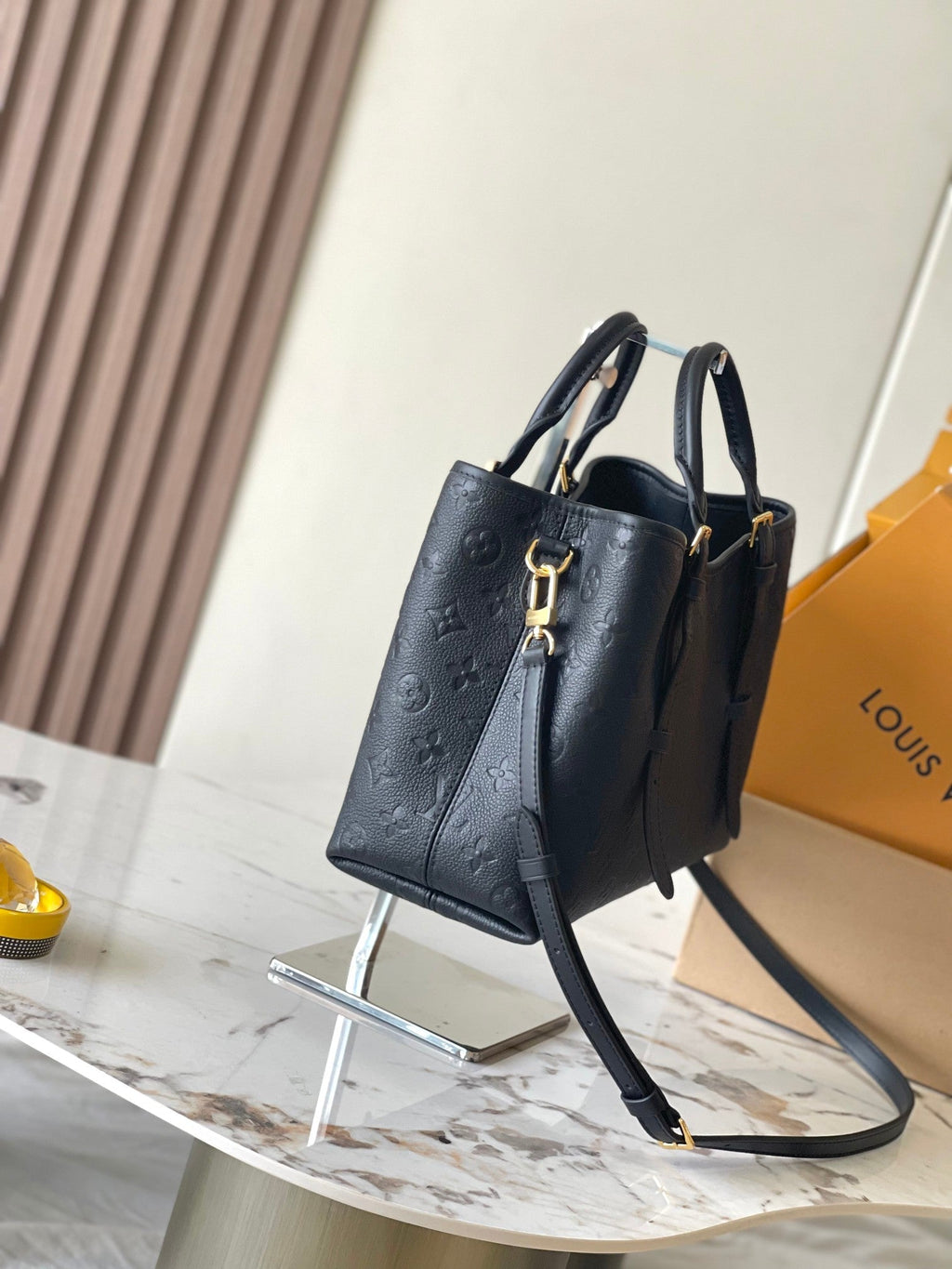LOUIS VUITTON BABYLONE TOTE 31 IN BLACK MONOGRAM EMPREINTE LEATHER