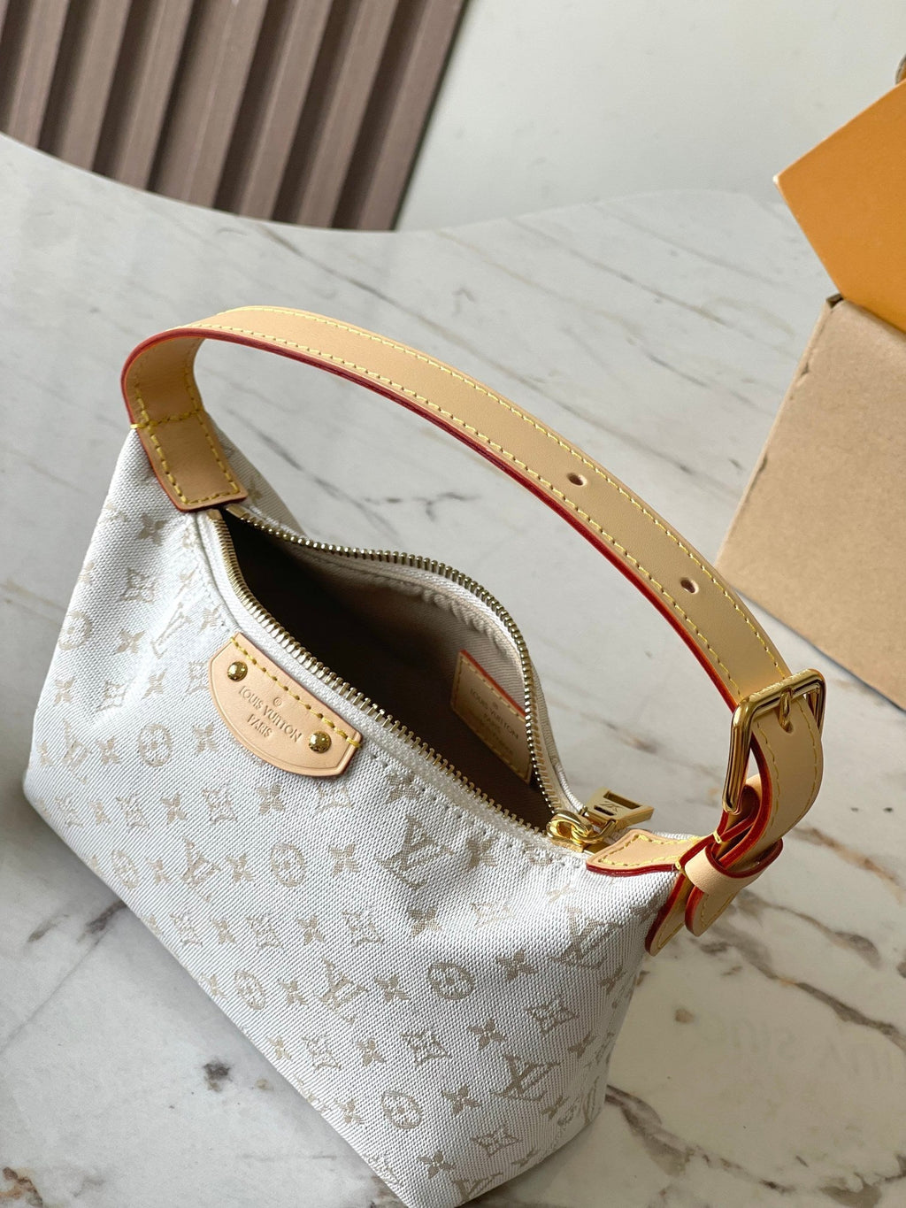 LOUIS VUITTON HILLS POCHETTE 20 IN WHITE MONOGRAM MINI JACQUARD