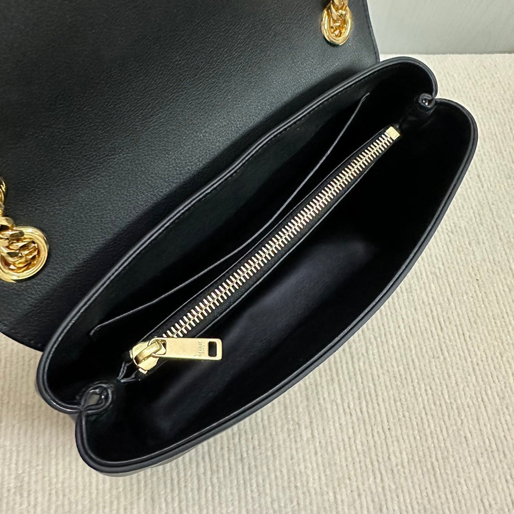 CELINE MEDIUM VICTOIRE BAG 25 IN BLACK SUPPLE CALFSKIN GOLD HARDWARE