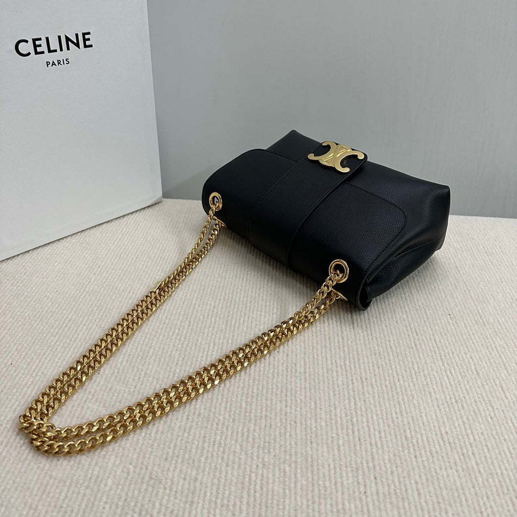 CELINE MEDIUM VICTOIRE BAG 25 IN BLACK SUPPLE CALFSKIN GOLD HARDWARE