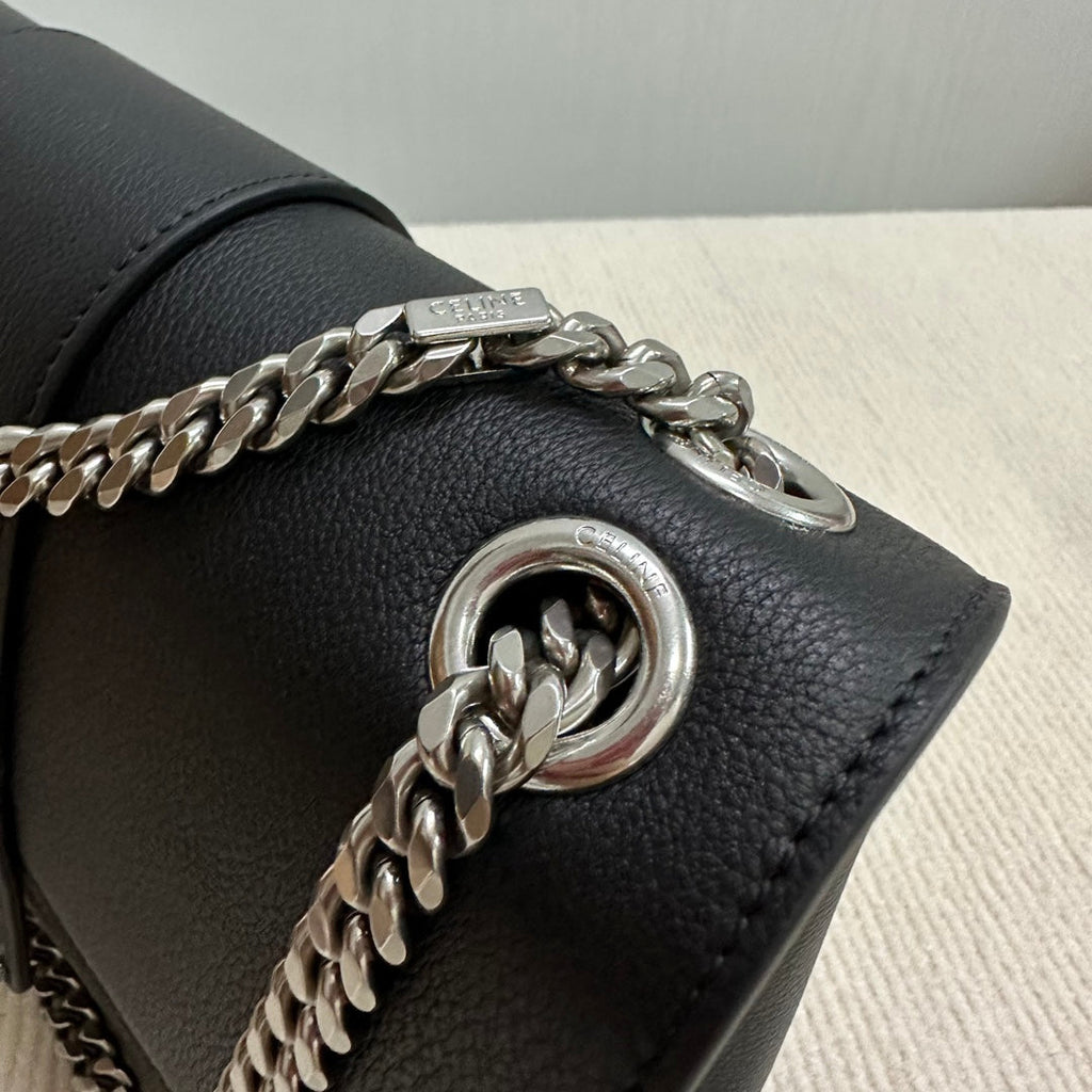 CELINE MEDIUM VICTOIRE BAG 25 IN BLACK SUPPLE CALFSKIN SILVER HARDWARE