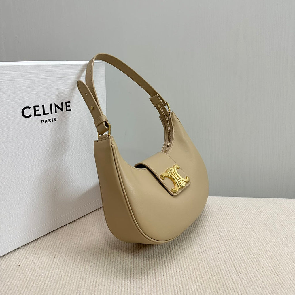 CELINE MEDIUM AVA BAG 23 IN DOMINO SMOOTH CALFSKIN GOLD LOGO