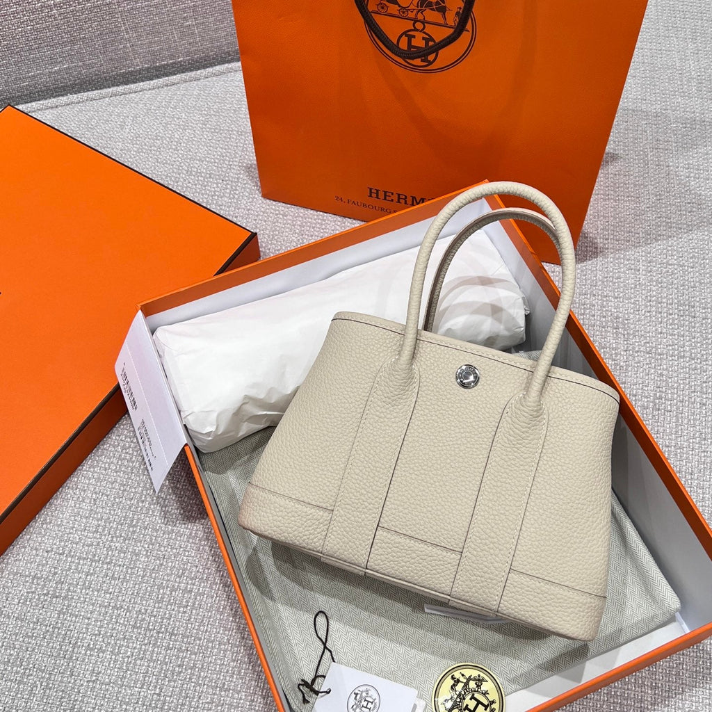 HERMES GARDEN PARTY 23CM IN OFF WHITE CALFSKIN