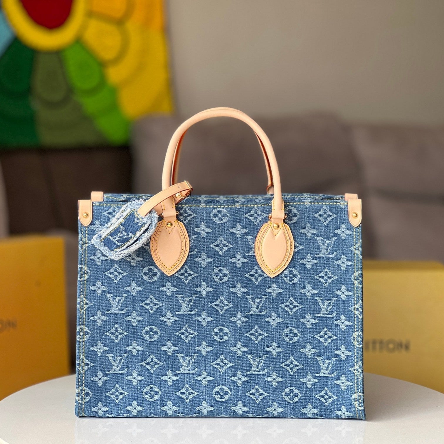LOUIS VUITTON ONTHEGO 35 IN BLUE MONOGRAM DENIM