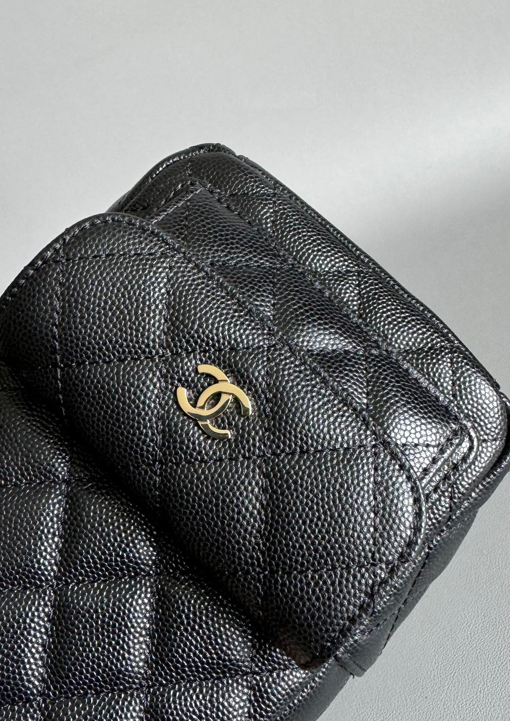 CHANEL MINI 18 BACKPACK BLACK CAVIAR LIGHT GOLD HARDWARE