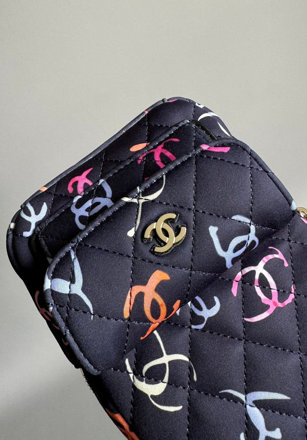 CHANEL BACKPACK 18CM BLACK & MANY OTHER COLORS PRINTED FABRIC GOLD HARDWARE