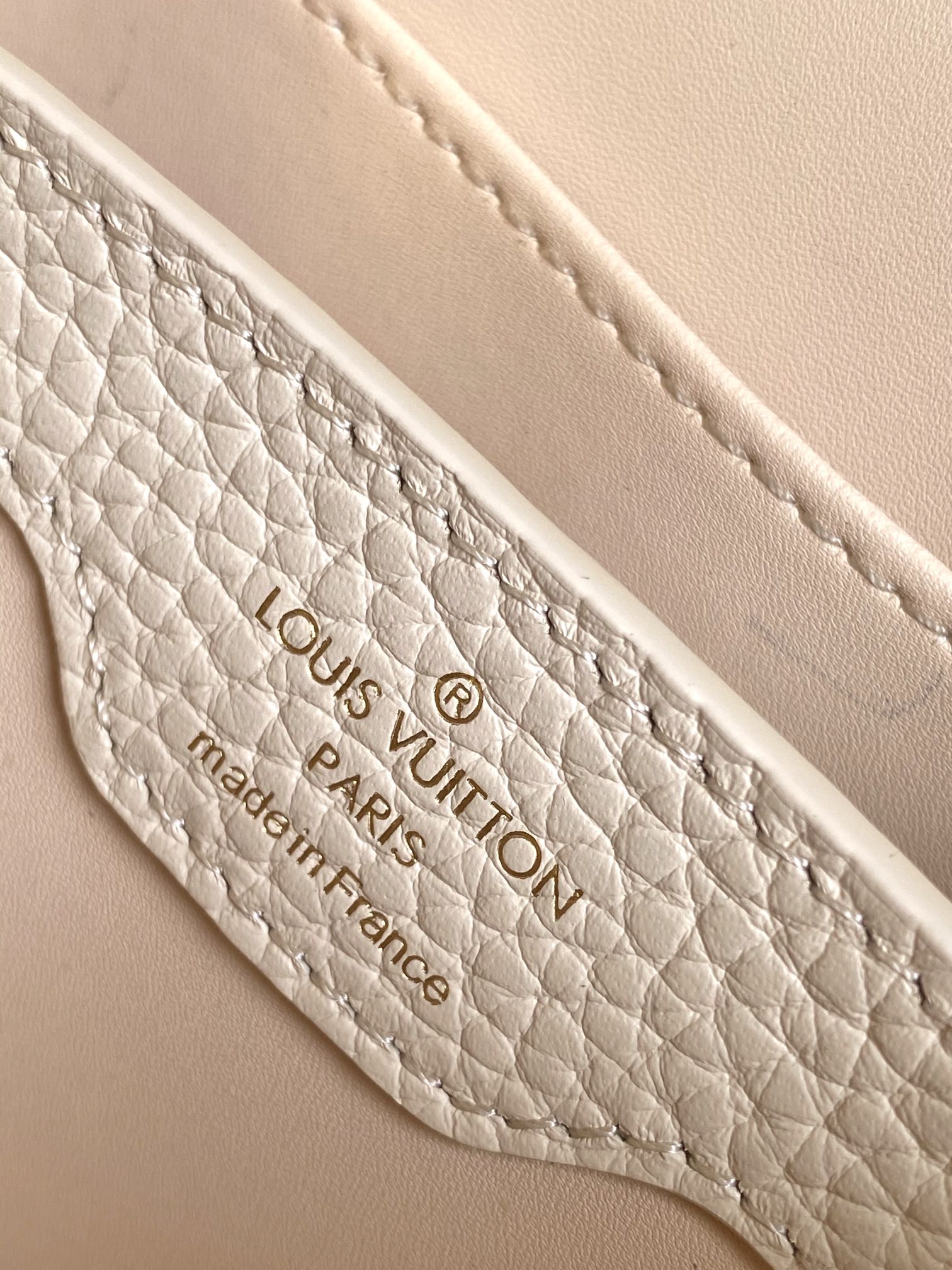 LOUIS VUITTON CAPUCINES NANO 16 IN PEARL WHITE MIX SKY BLUE TAURILLON GOLD HARDWARE