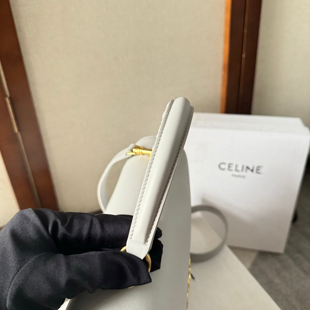 CELINE MEDIUM NINO BAG 25 IN WHITE SOFT CALFSKIN GOLD HARDWARE