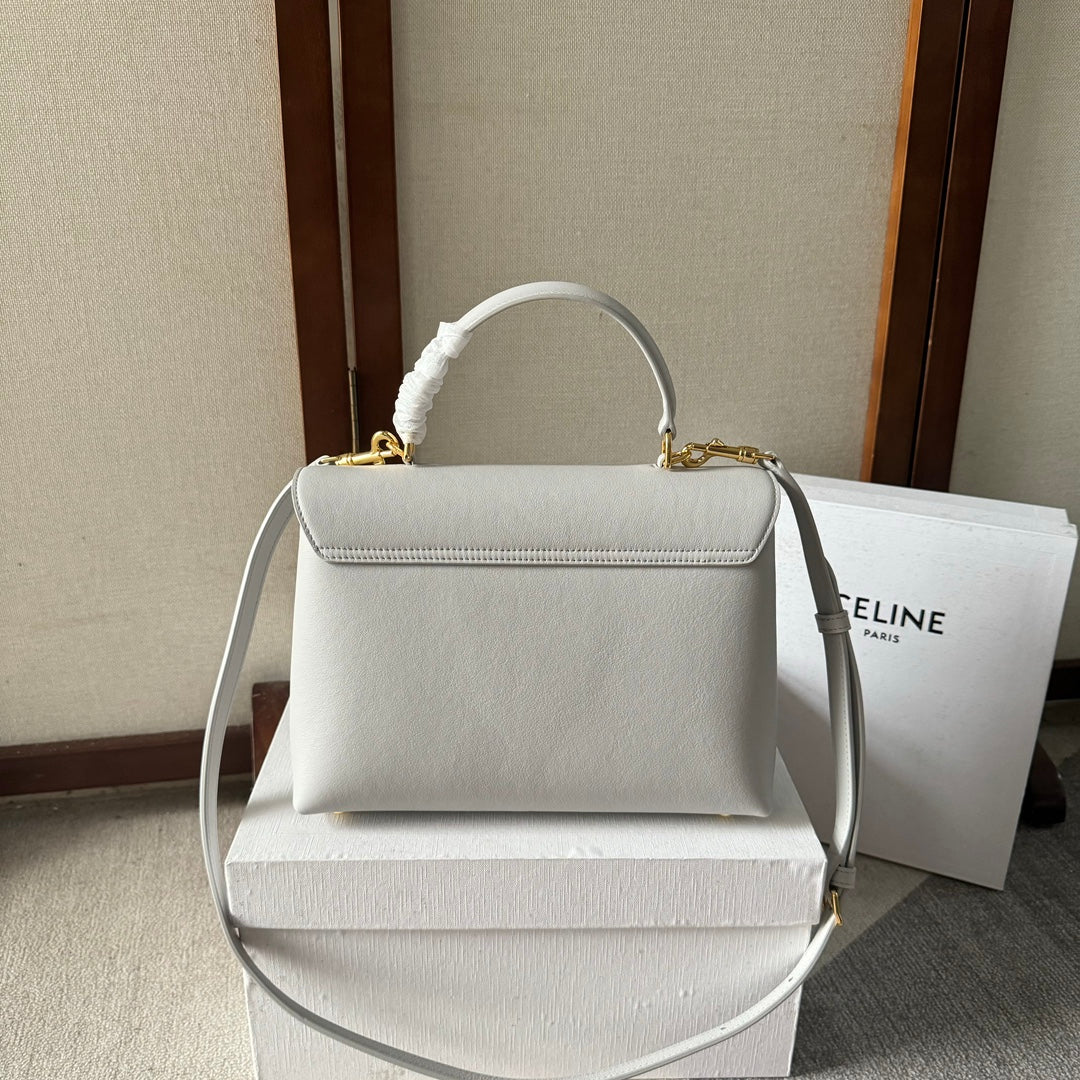 CELINE MEDIUM NINO BAG 25 IN WHITE SOFT CALFSKIN GOLD HARDWARE