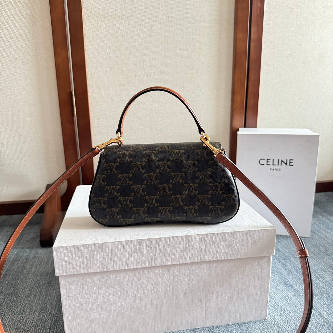 CELINE TEEN LOLA 20 IN BLACK TRIOMPHE CANVAS GOLD HARDWARE