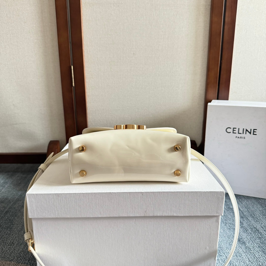 CELINE TEEN NINO BAG 20 IN WHITE GLOSSY CALFSKIN GOLD HARDWARE