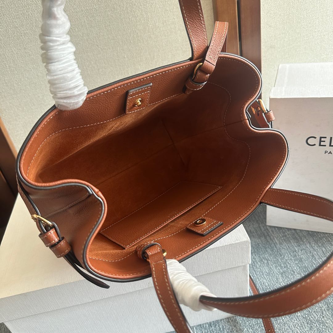 CELINE MINI CABAS ANAÏS CUIR TRIOMPHE 20 IN BRONZE ORANGE GRAINED CALFSKIN