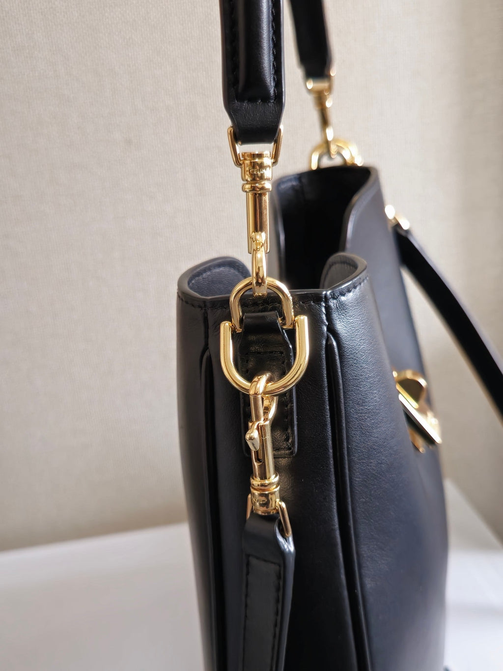 CELINE SMALL CAMILLE 16 SOFT BAG 24 IN BLACK SMOOTH CALFSKIN