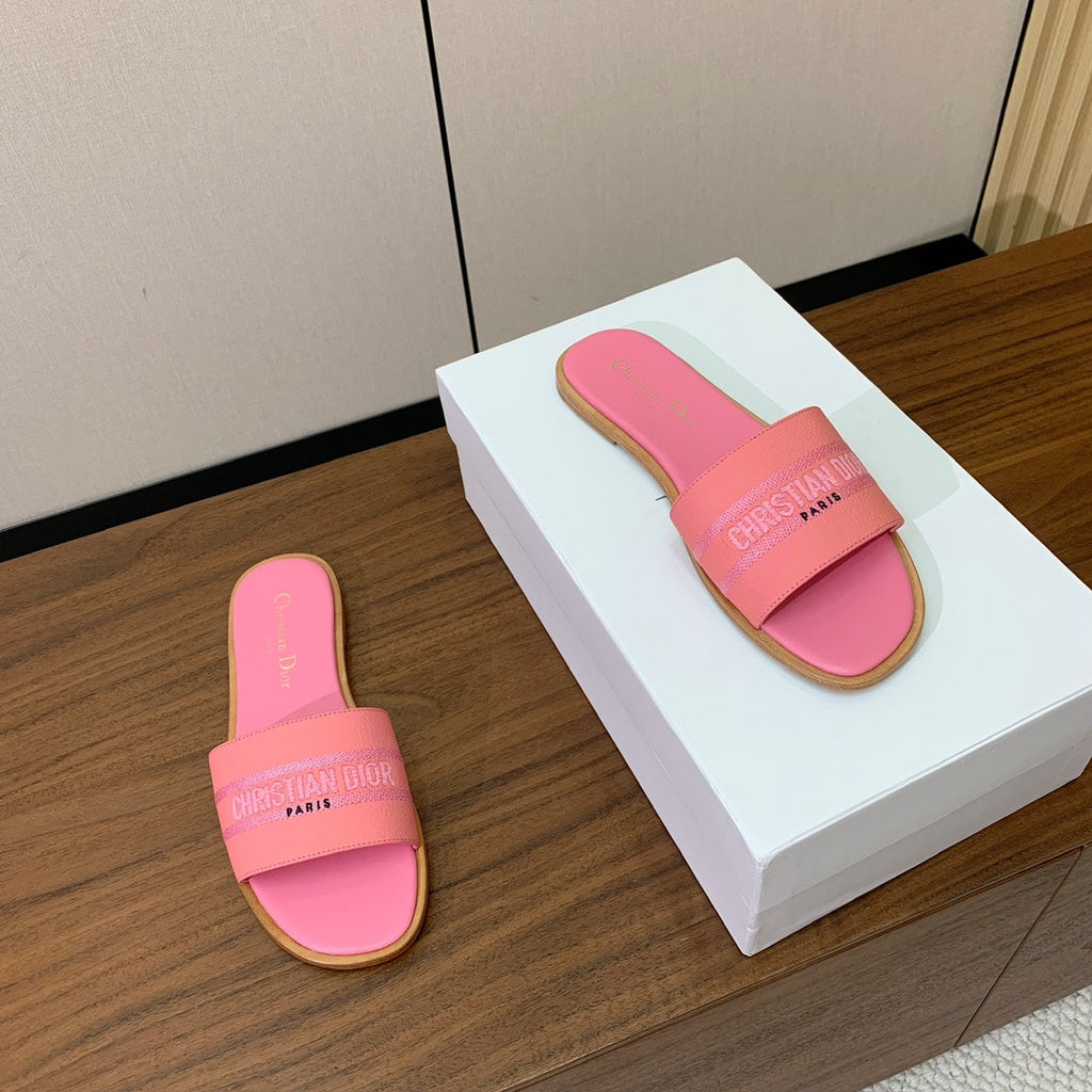 DIOR 25S DWAY SLIDE IN PINK CALFSKIN