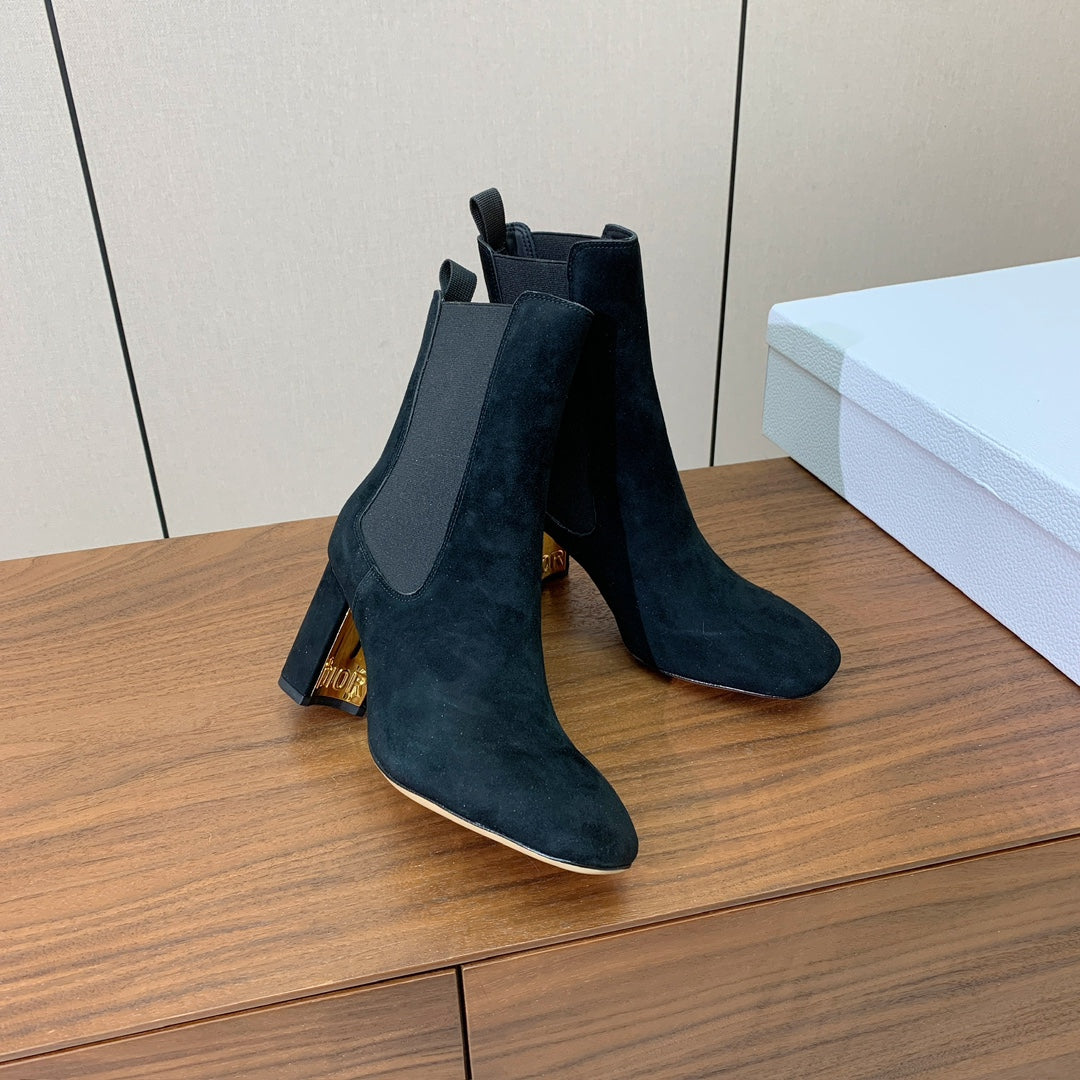 DIOR 25S ANKLE BOOTS 80 MM IN BLACK SUEDE