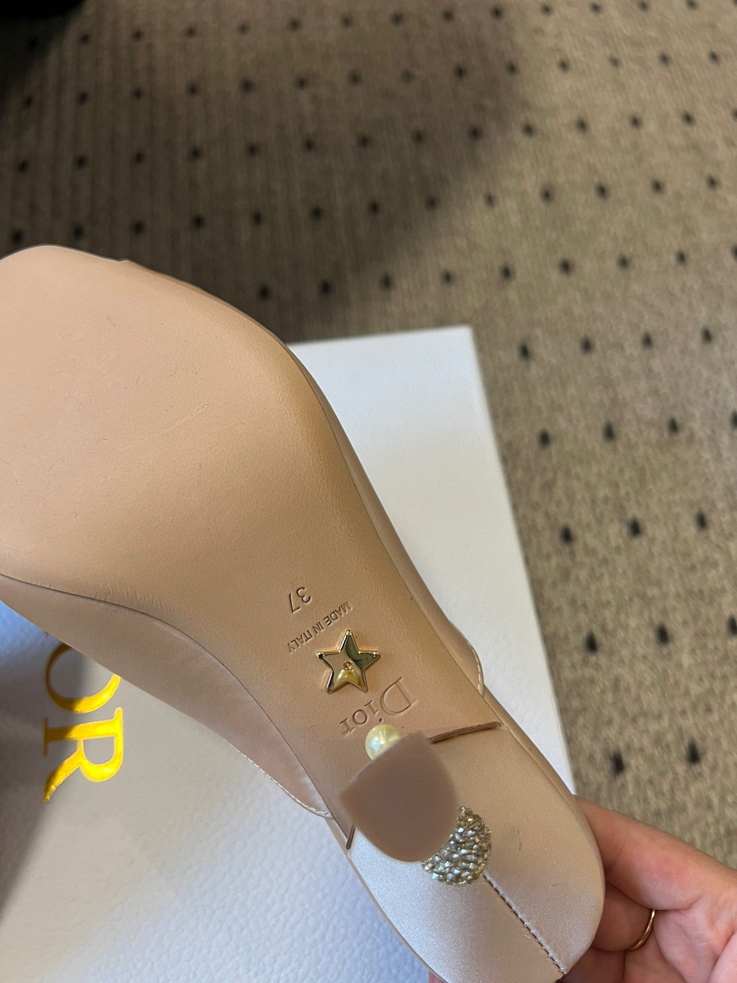 DIOR CD TRIBALES PUMPS IN BEIGE SATIN AND CALFSKIN