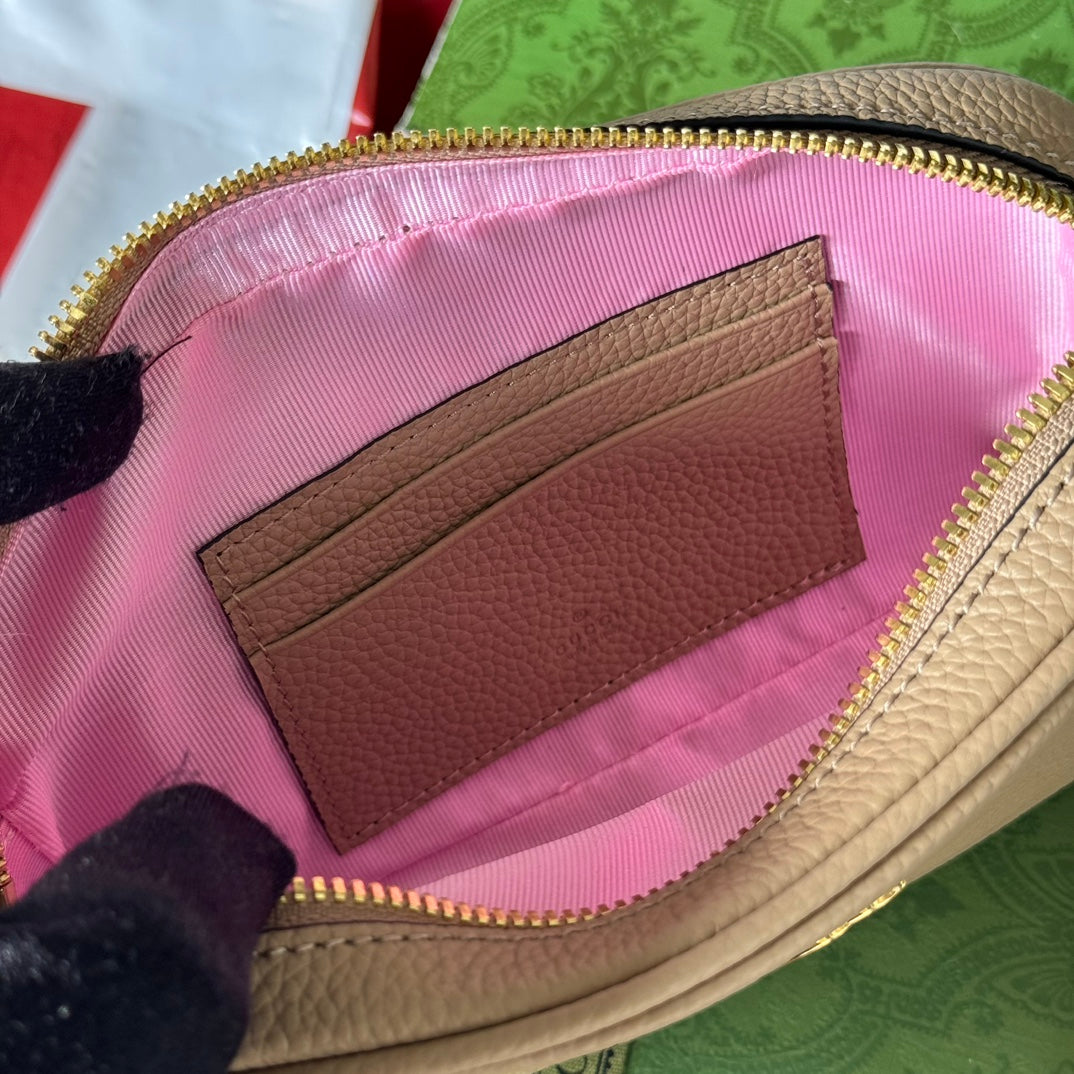 GUCCI MARMONT MINI SHOULDER BAG 18 IN BUFF BEIGE CALFSKIN GOLD HARDWARE