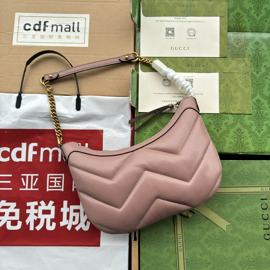 GUCCI MARMONT SHOULDER BAG 26 IN NUDE PINK CALFSKIN