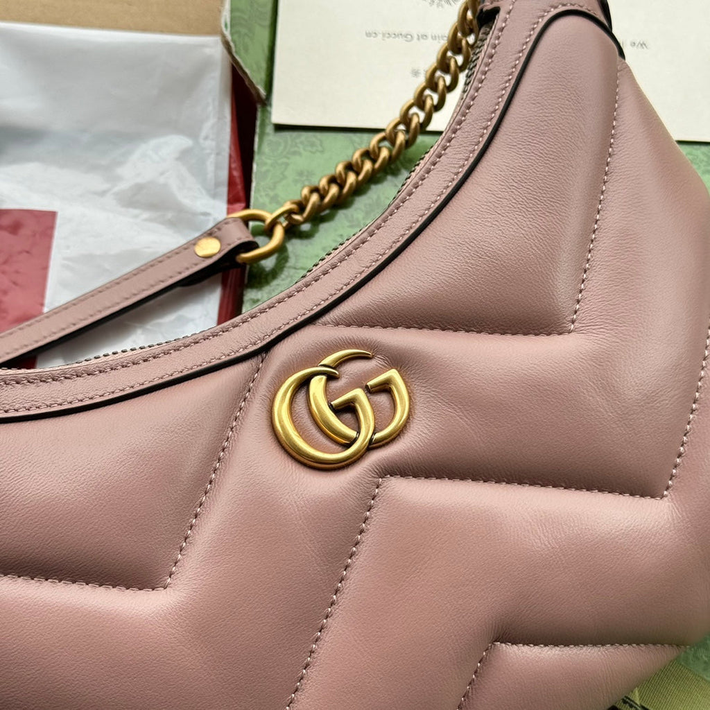 GUCCI MARMONT SHOULDER BAG 26 IN NUDE PINK CALFSKIN