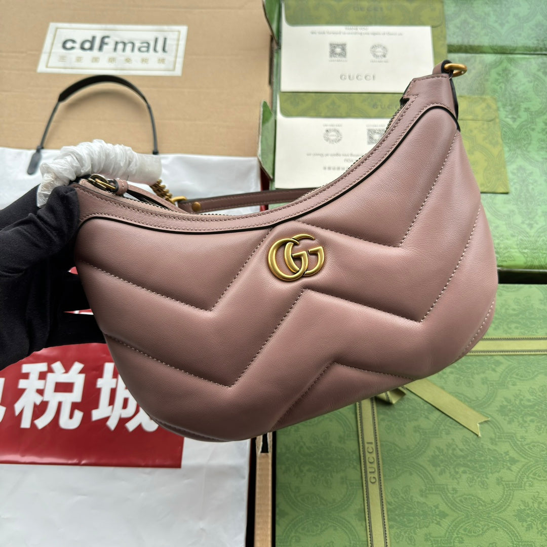 GUCCI MARMONT SHOULDER BAG 26 IN NUDE PINK CALFSKIN
