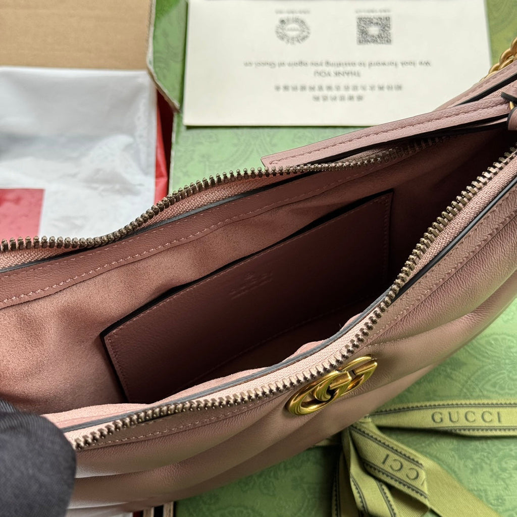 GUCCI MARMONT SHOULDER BAG 26 IN NUDE PINK CALFSKIN