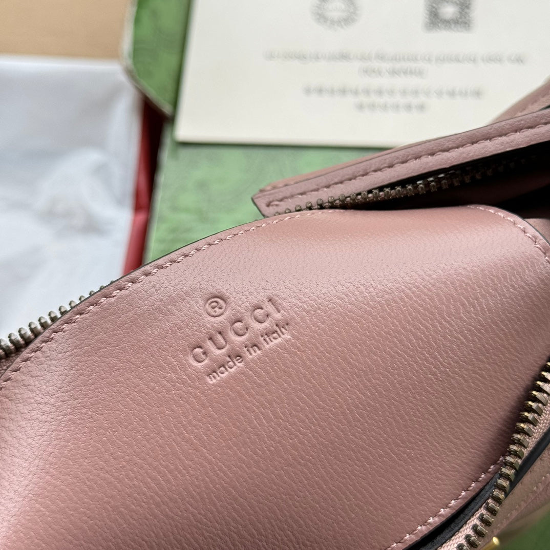 GUCCI MARMONT SHOULDER BAG 26 IN NUDE PINK CALFSKIN