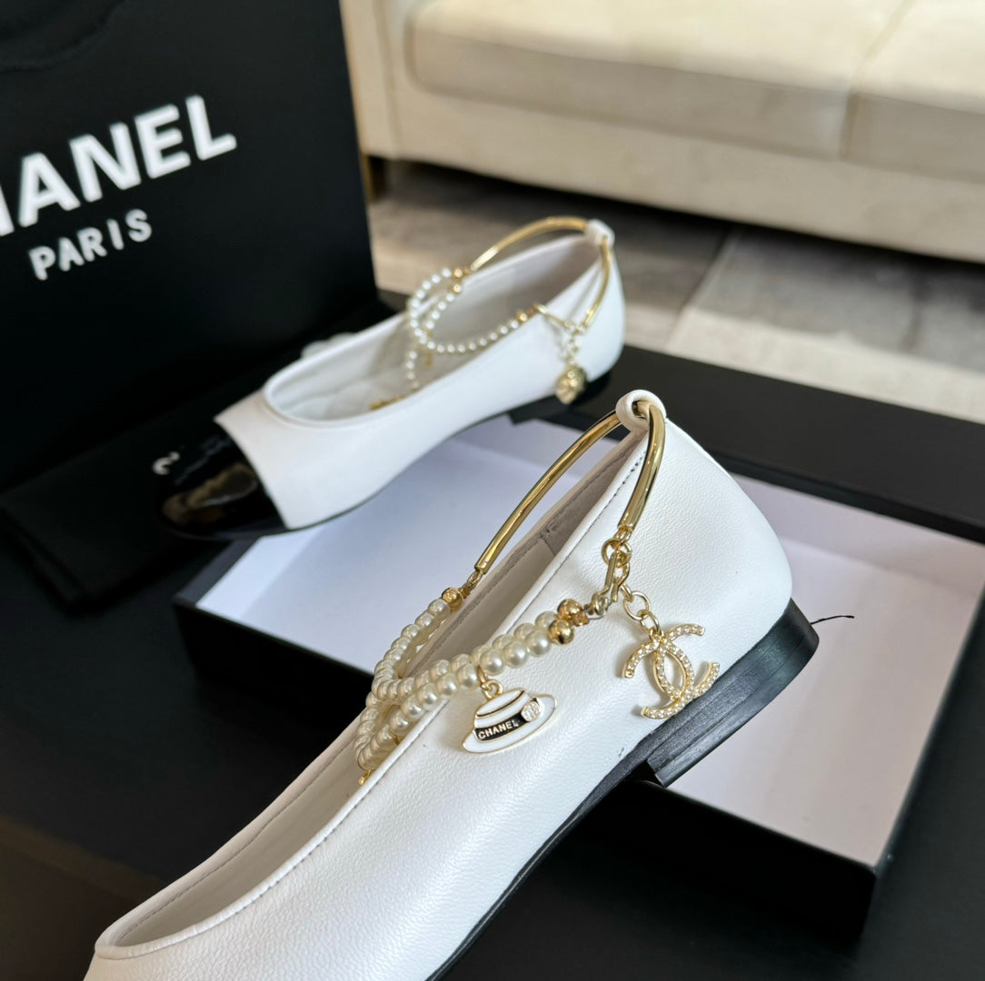 CHANEL Double Strap Chunky Heel Mary Jane Shoes White Black