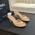 CHANEL Double C High Heel Tan Brown Lambskin