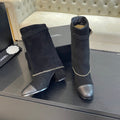 CHANEL SHORT BOOTS 6.5 CM IN BLACK SUEDE AND CALFSKIN