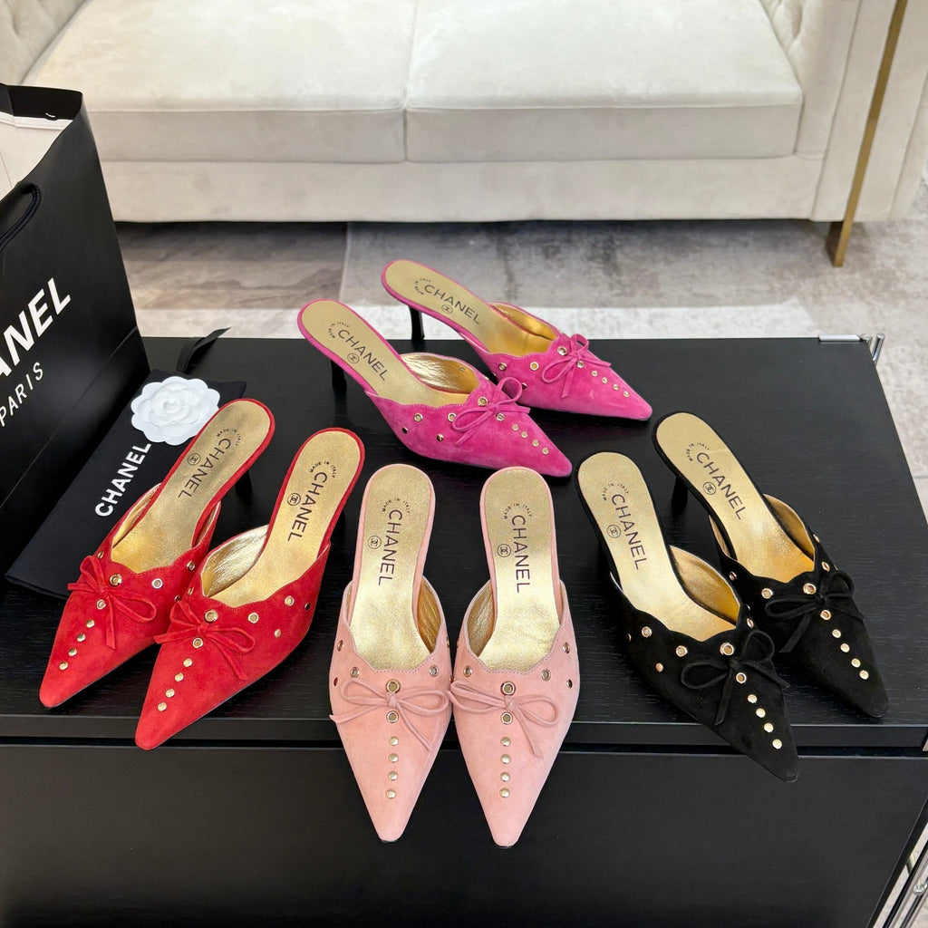 CHANEL HIGH HEEL MULE 65 MM IN CANDY RED SUEDE