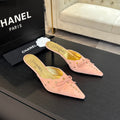CHANEL HIGH HEEL MULE 65 MM IN LIGHT PINK SUEDE