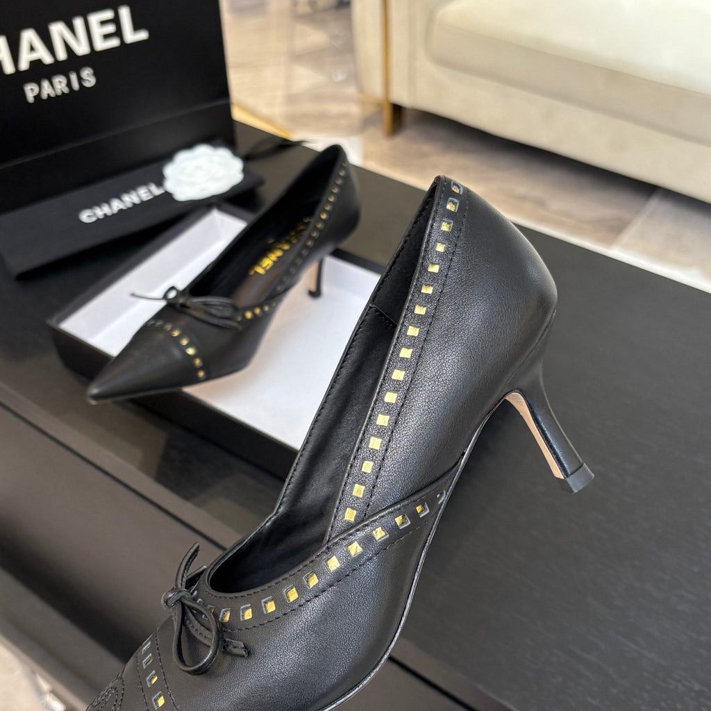 CHANEL HIGH HEEL PUMP 65 MM IN BLACK LAMBSKIN