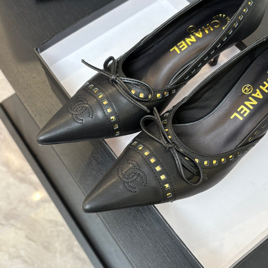CHANEL HIGH HEEL PUMP 65 MM IN BLACK LAMBSKIN