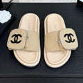 CHANEL SLIDE IN LIGHT YELLOW DENIM FABRIC 45 MM