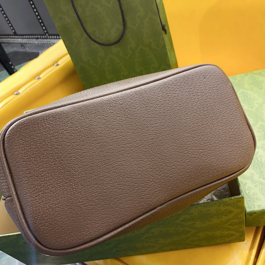 GUCCI OPHIDIA SMALL 25 TOTE IN BEIGE AND EBONY CANVAS