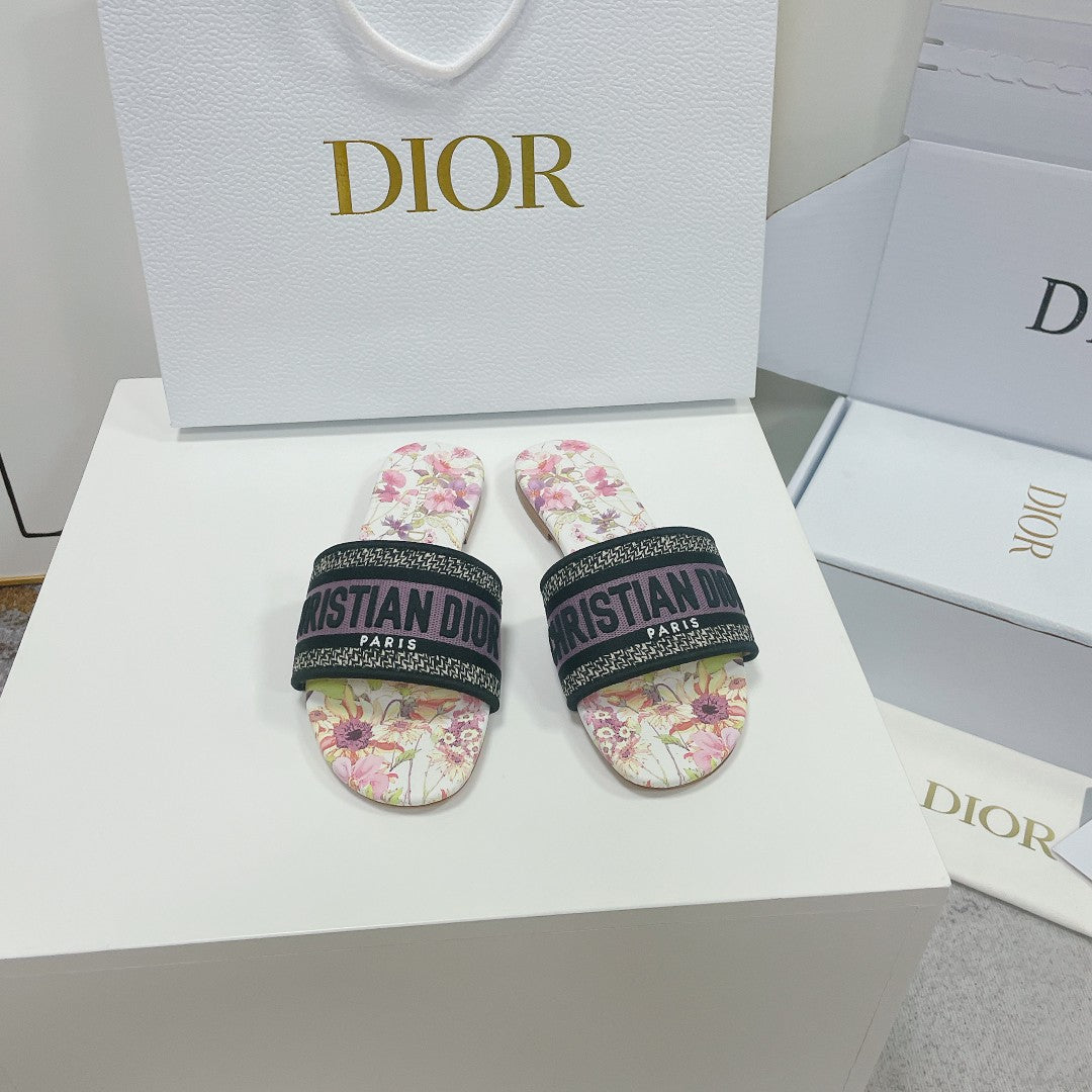 DIOR CD Mule Dway Slide 10mm Multi Motifs Style 2