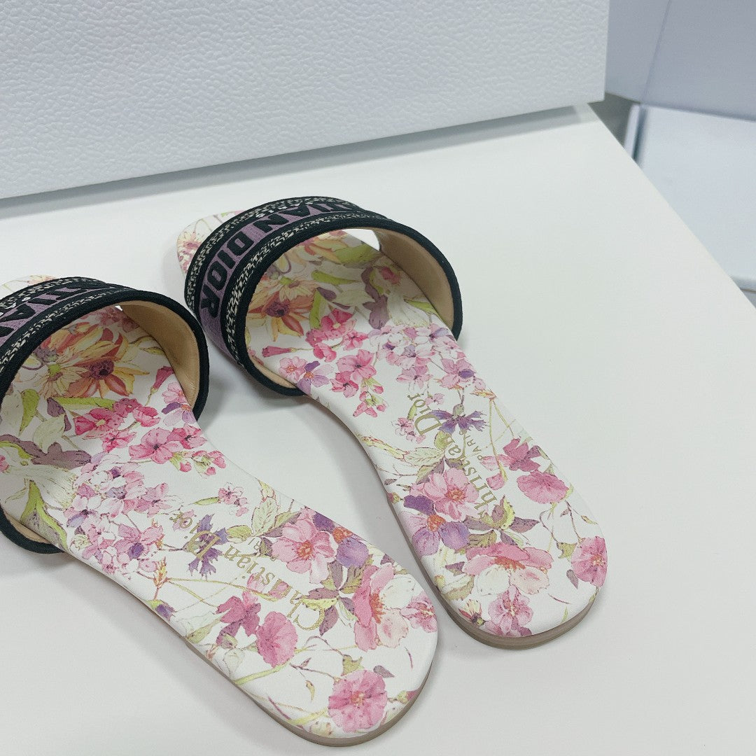 DIOR CD Mule Dway Slide 10mm Multi Motifs Style 2