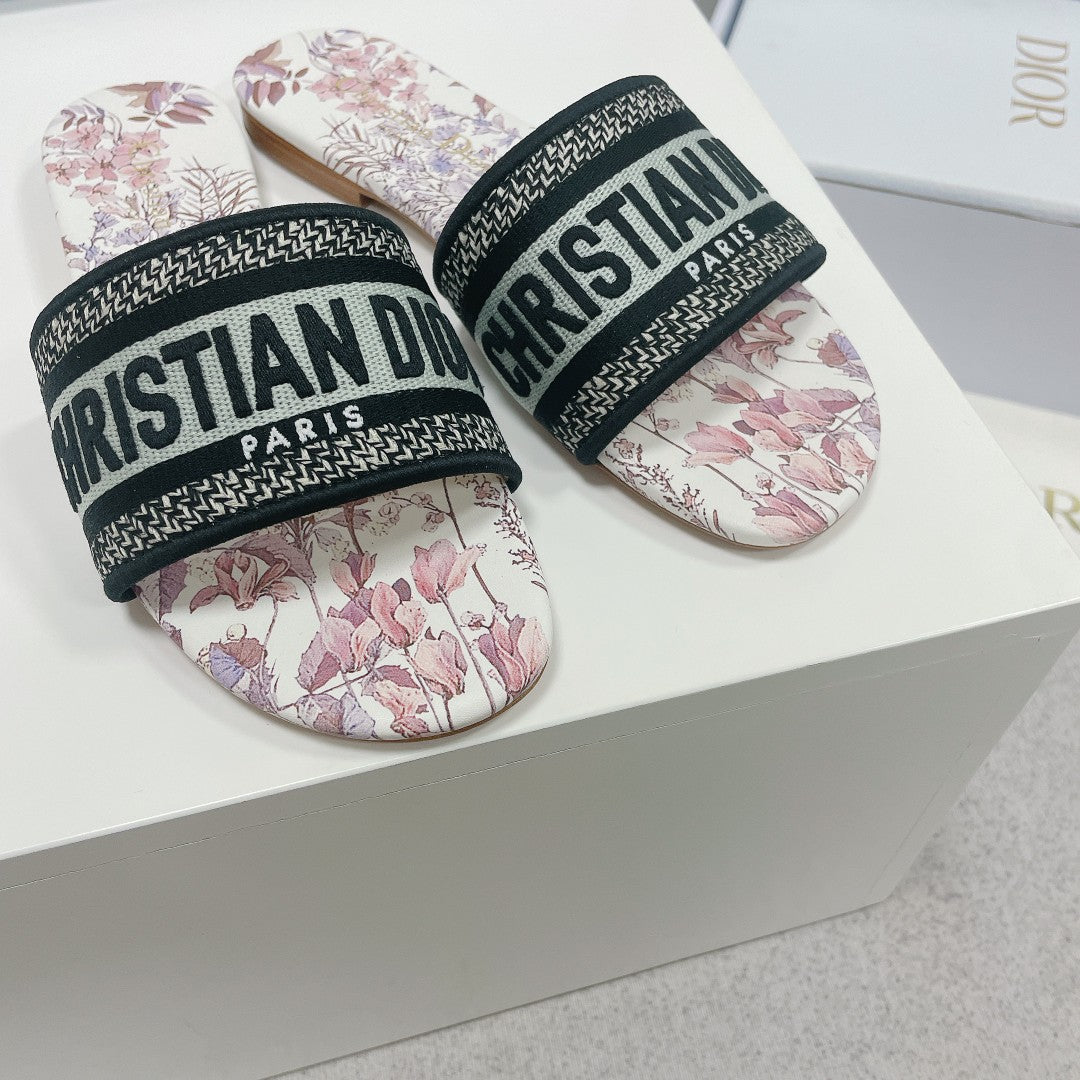 DIOR CD Mule Dway Slide 10mm Multi Motifs Style 1