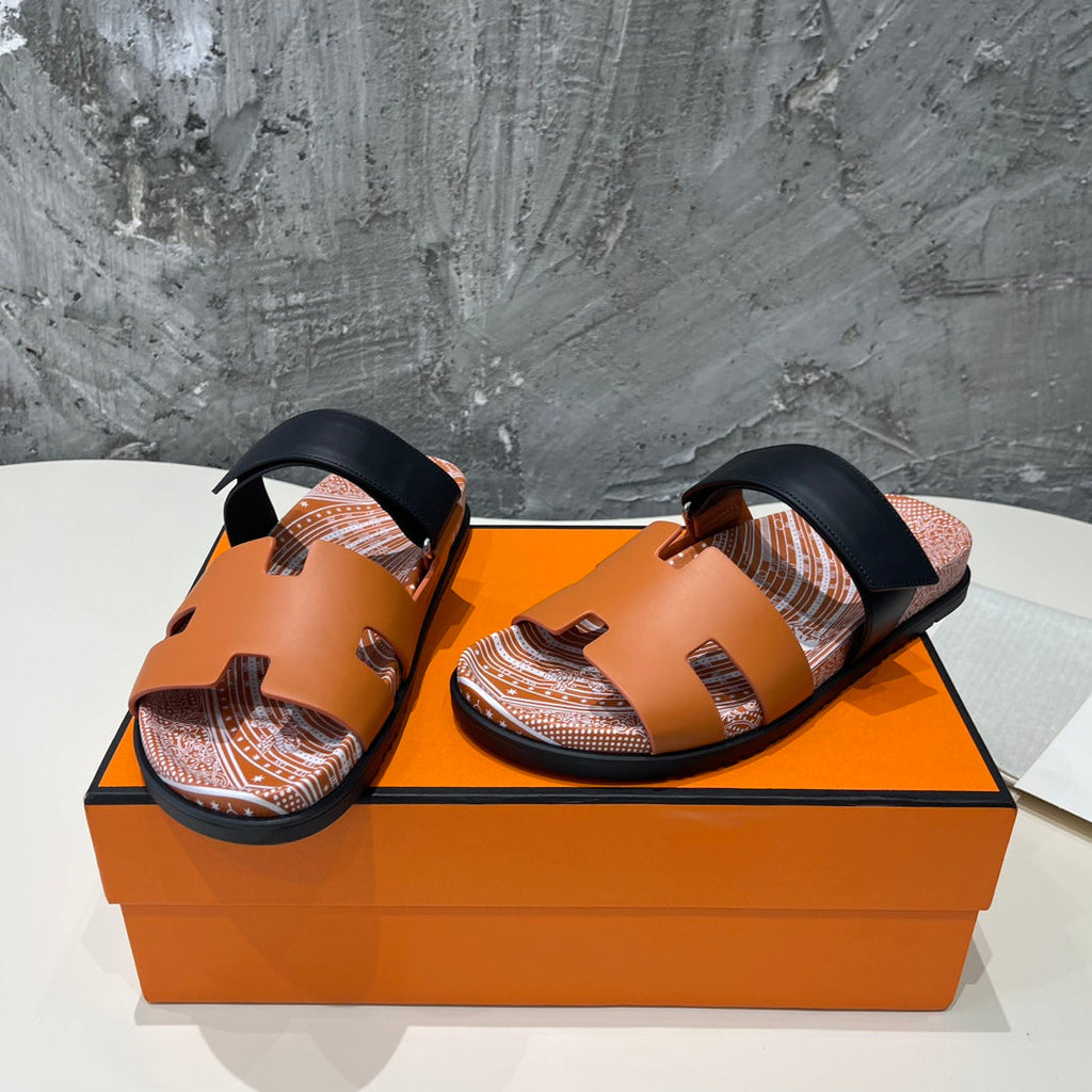 HERMES CHYPRE SANDAL CARAMEL CALFSKIN UNIQUE