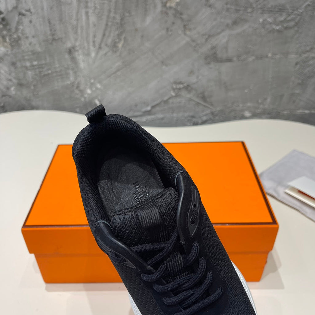 HERMES HEROS SNEAKERS BLACK MIX ROSE GOATSKIN