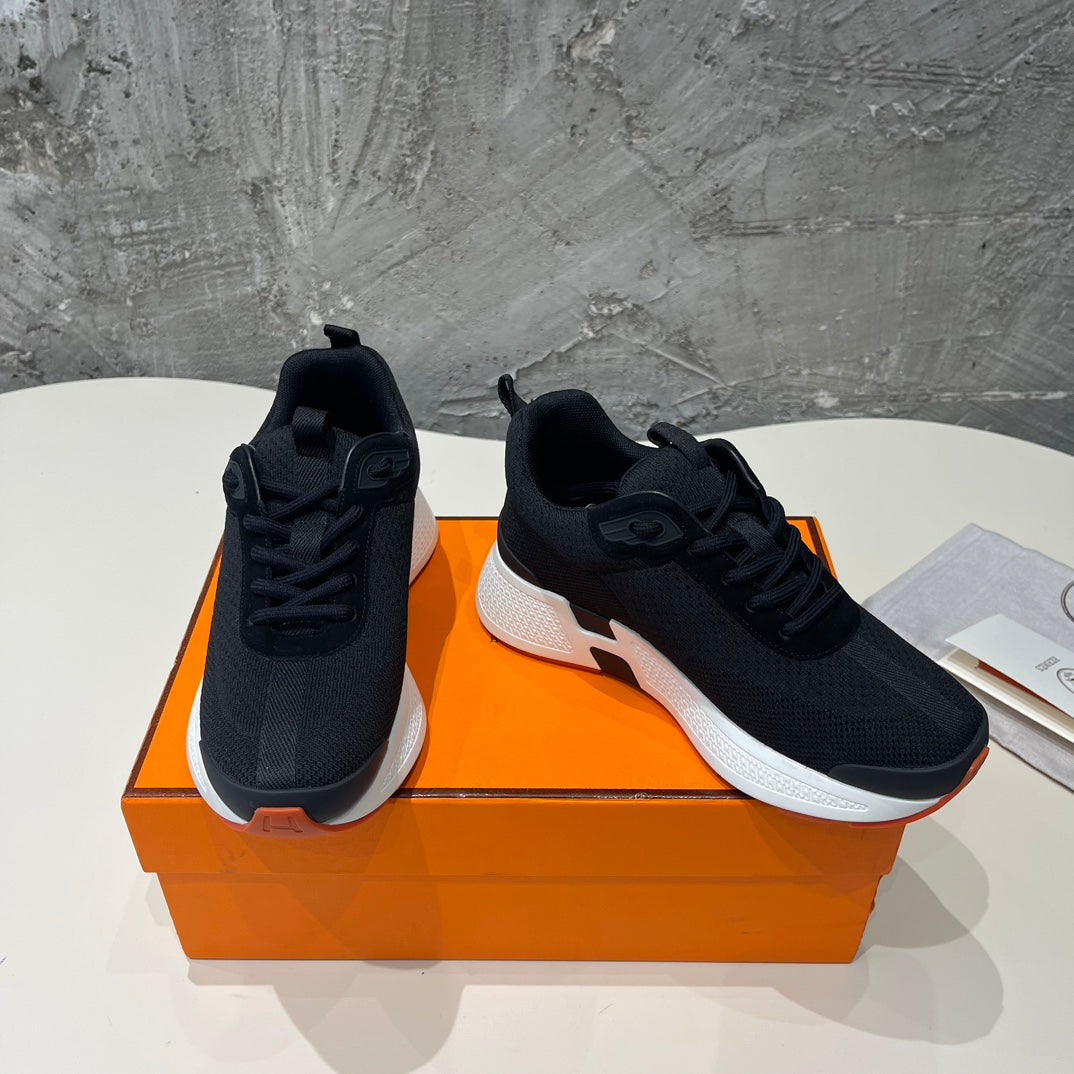 HERMES HEROS SNEAKERS BLACK MIX ROSE GOATSKIN