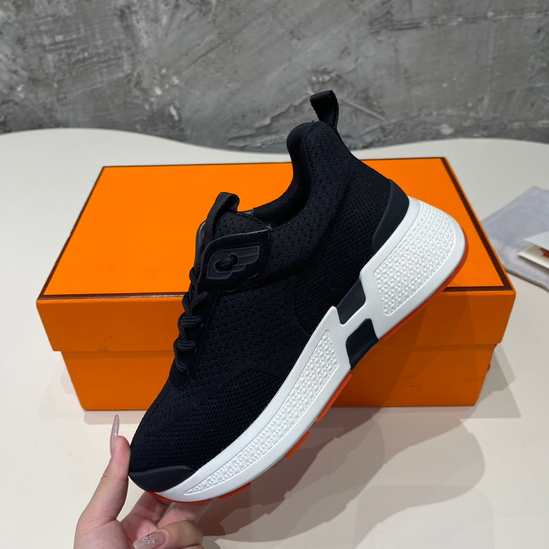 HERMES HEROS SNEAKERS BLACK MIX ROSE GOATSKIN