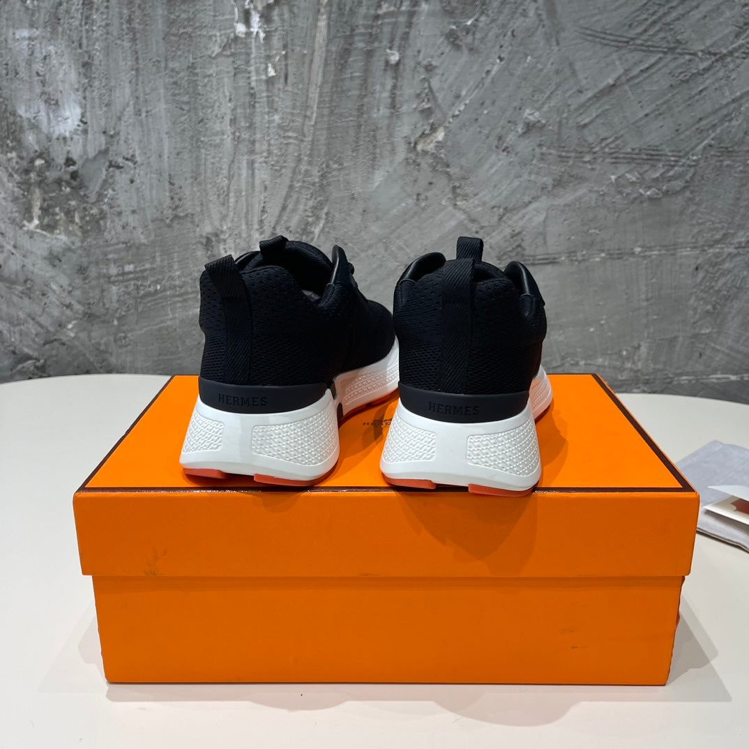 HERMES HEROS SNEAKERS BLACK MIX ROSE GOATSKIN