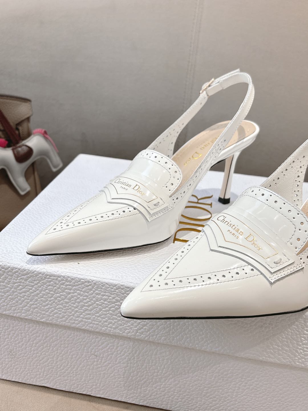 DIOR BOY SLINGBACK PUMP 35 MM IN WHITE CALFSKIN