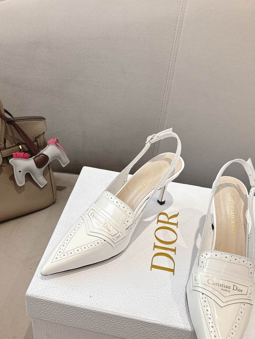 DIOR BOY SLINGBACK PUMP 35 MM IN WHITE CALFSKIN