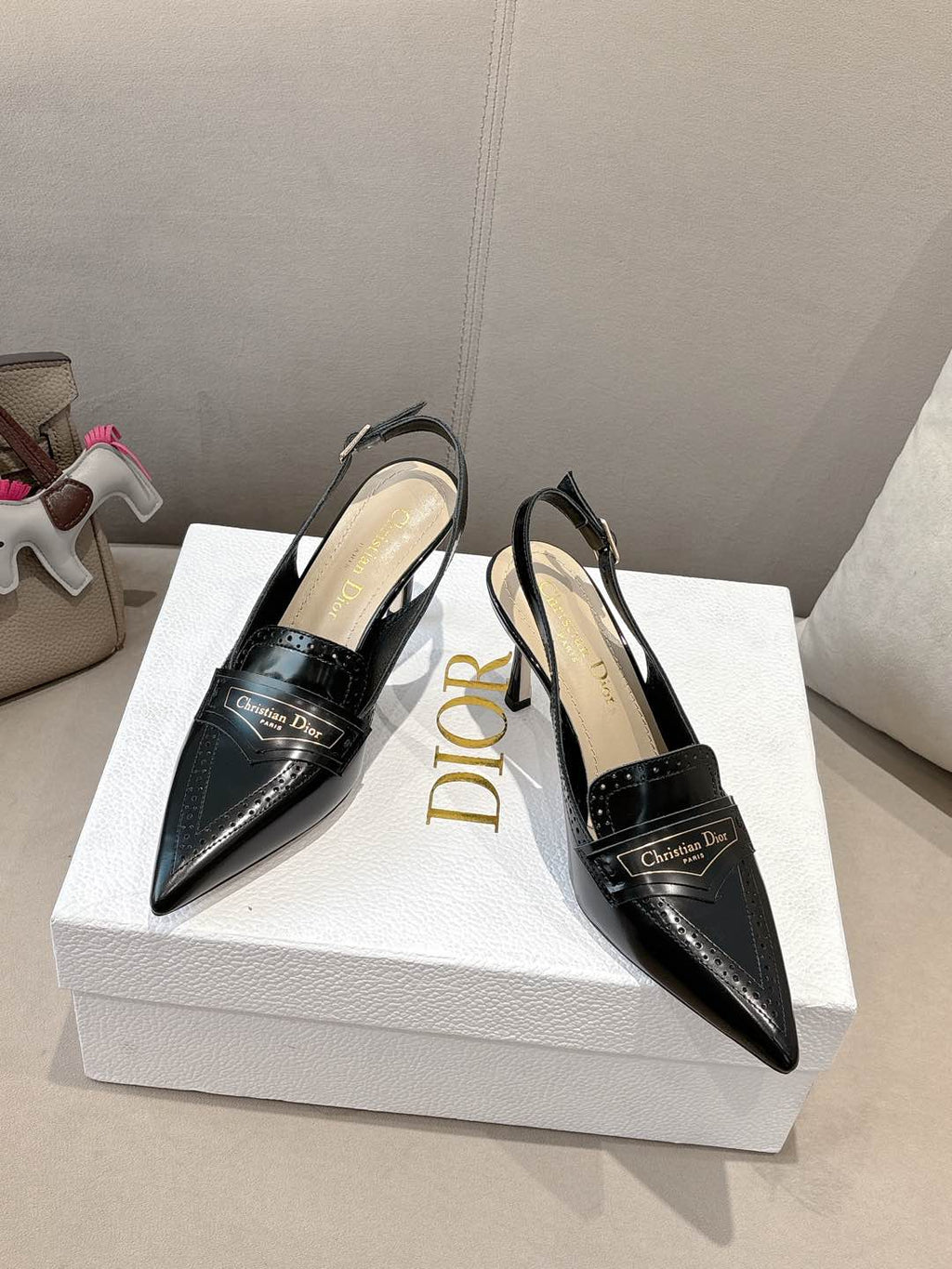 DIOR BOY SLINGBACK PUMP 75 MM IN BLACK CALFSKIN