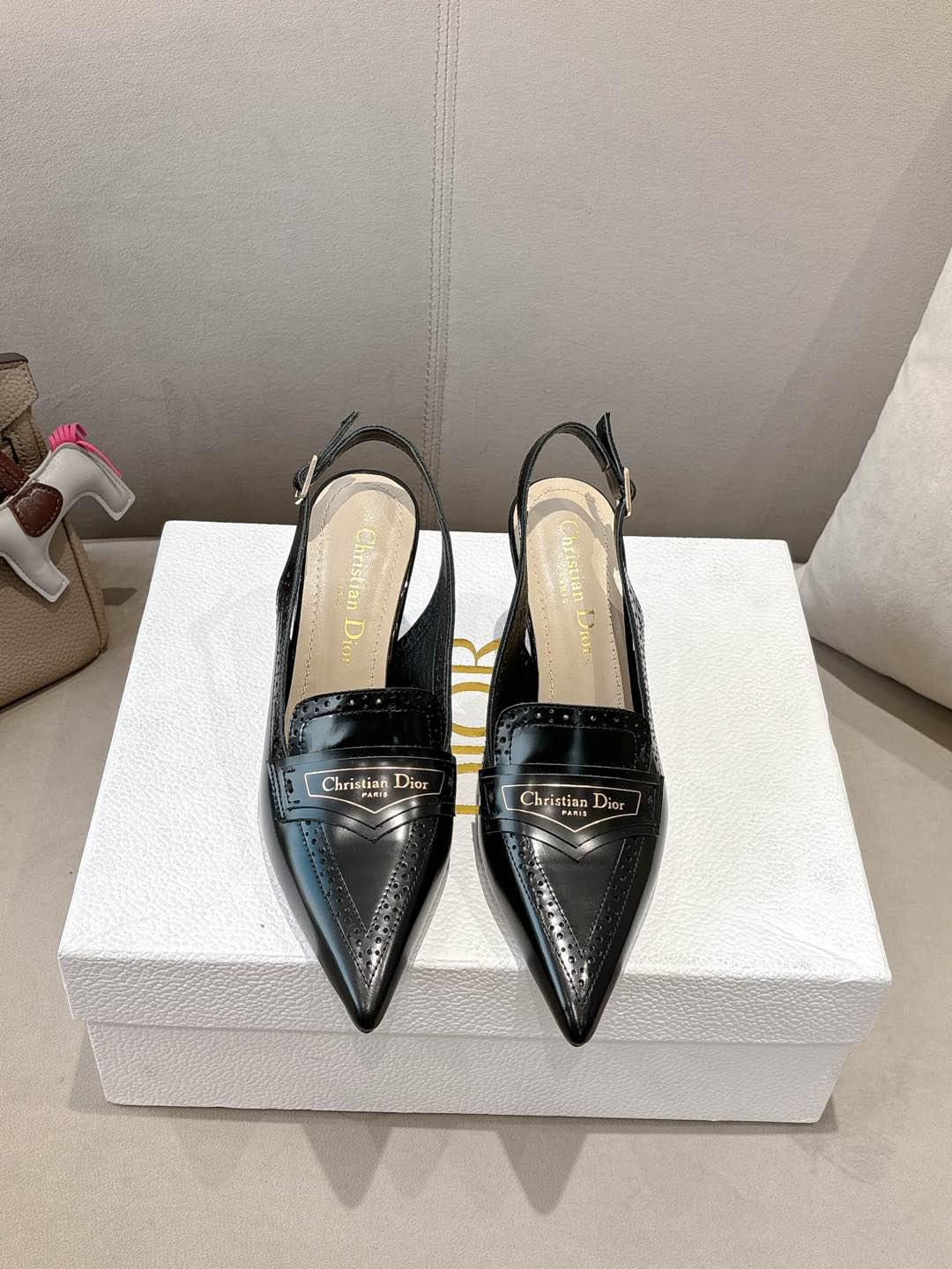 DIOR BOY SLINGBACK PUMP 35 MM IN BLACK CALFSKIN