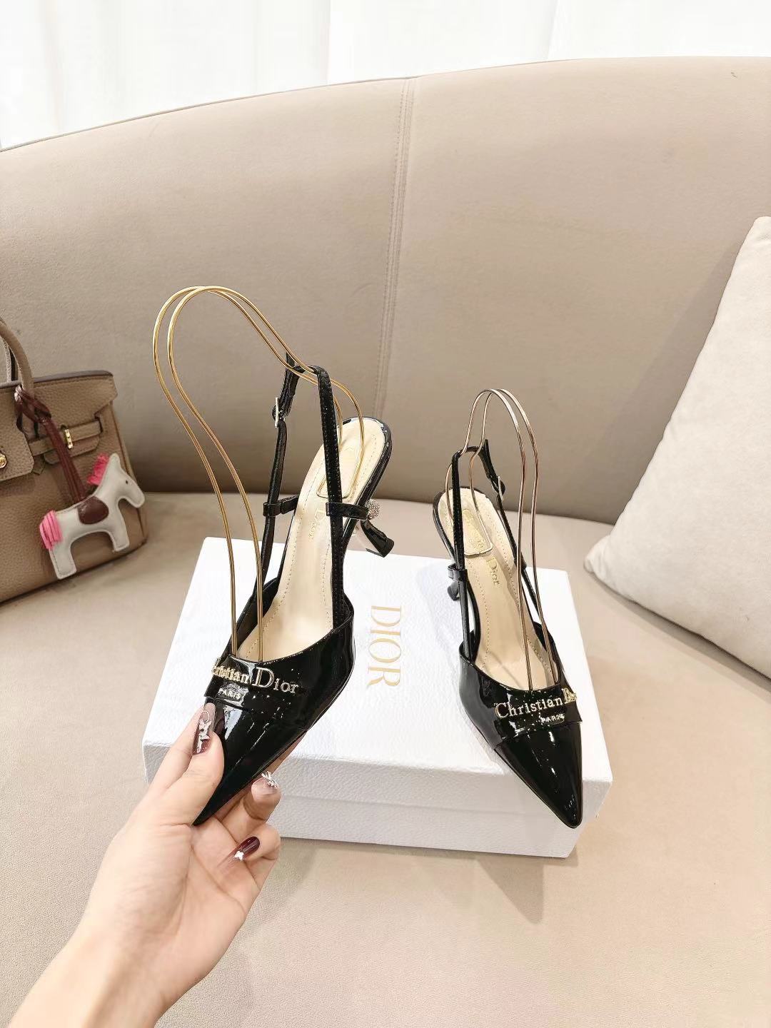 DIOR MY DD SLINGBACK PUMP 85MM IN BLACK CALFSKIN
