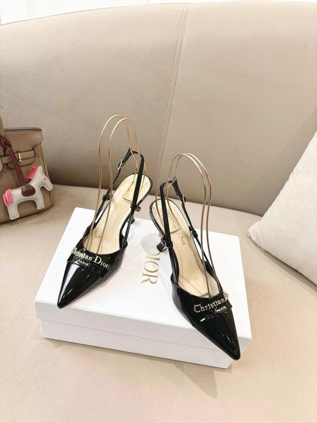 DIOR MY DD SLINGBACK PUMP 85MM IN BLACK CALFSKIN